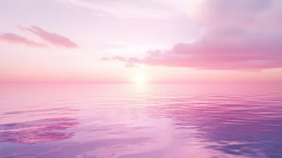 Pinkish Purple Sunset Reflection on Water