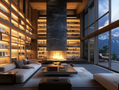 Modern Living Room at Night