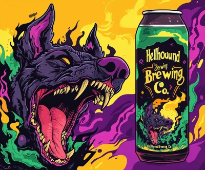 Hellhound Brewing Co. Packaging Design Illustration