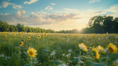 Sunflower Field at Sunset