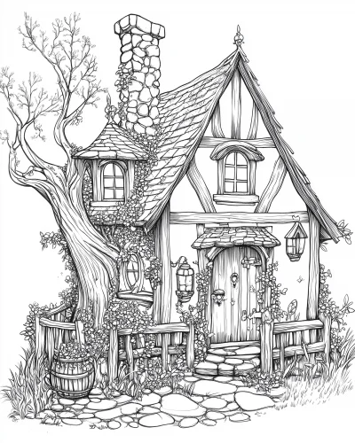 Creative Fairy House Coloring Page