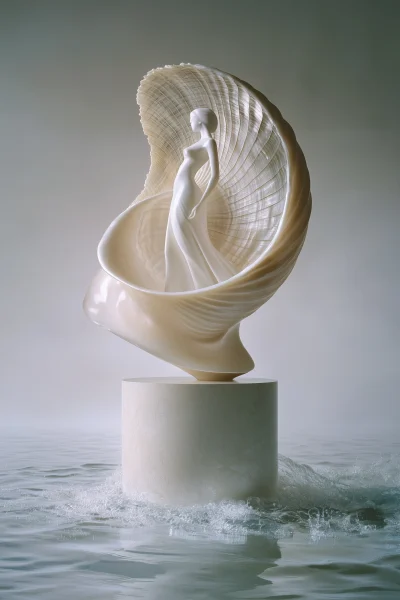 Elegant Pearl Nautilus Shell Artwork