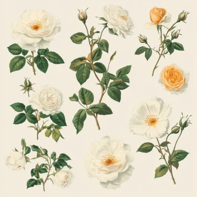 Vintage Botanical Rose Illustrations