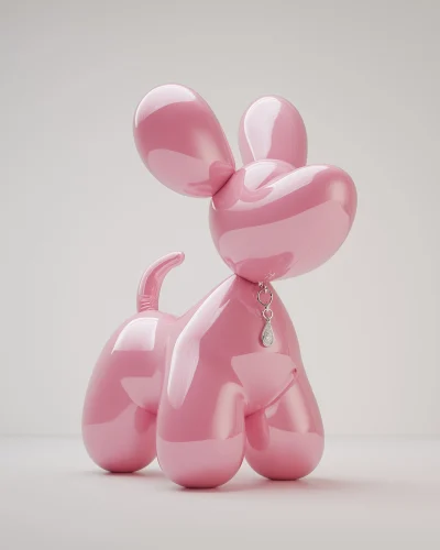 Inflatable Glossy Dog in Photo Studio