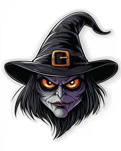 Halloween Witch Face Sticker