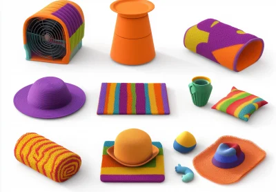 Colorful 3D Illustration of Various Simple Objects