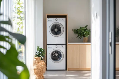 Modern Apartment Interior with Washer and Dryer