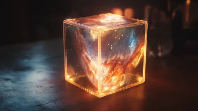 Glowing Glass Cube Universe