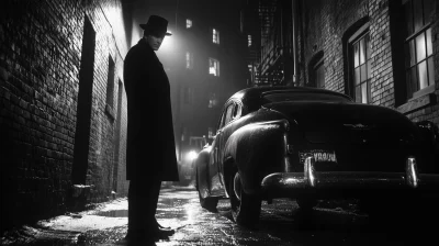 Film Noir Private Detective in Alleyway