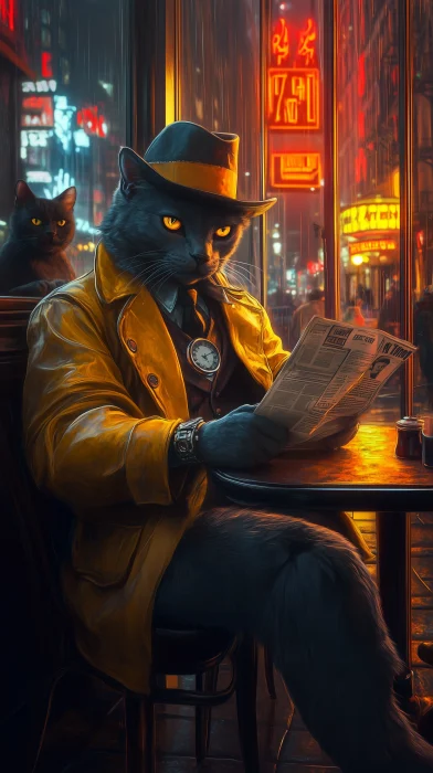 Vintage Mafia Cats at a Pizzeria in NYC