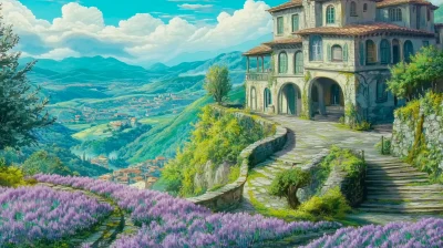 Tuscan Villa in Anime Style