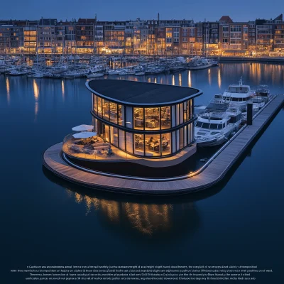 Aerial View of Marina with Floating Café