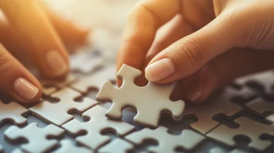 Hands making a puzzle