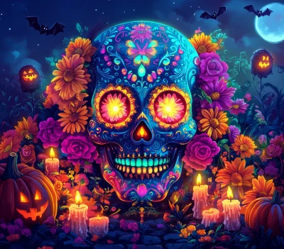 Neon Sugar Skull