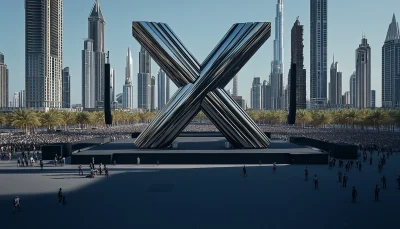 Minimalist Festival Stage with Metal Beam ‘X’