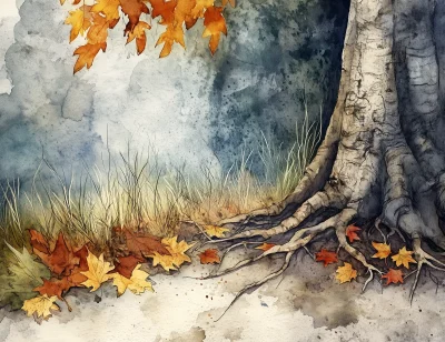 Vintage Woodland Glade Watercolor