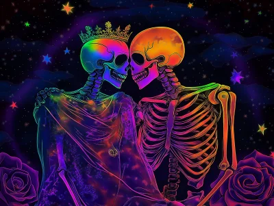 Glowing Skeletons in Love Vector Art