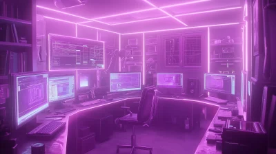 Neon Cyberpunk Office Background