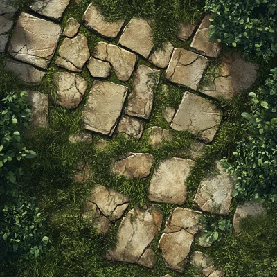 Grassy Ground with Flagstone Path