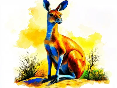 Watercolor Wallaroo Illustration