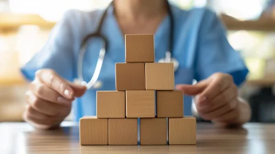 Wooden cube blocks arrangement