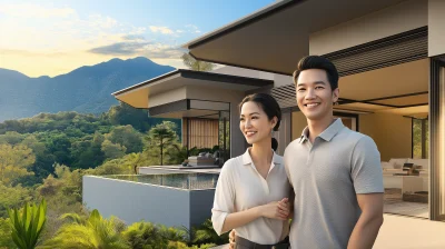 Asian Couple in Modern Villa