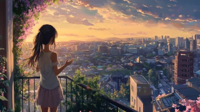 Girl on the Balcony at Dusk