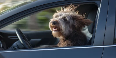 Happy Dog in Car Photo