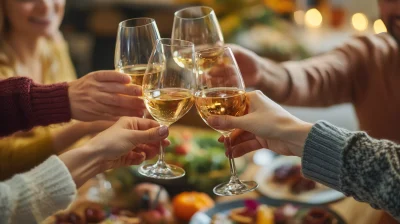 Diverse Friends Toasting at Festive Dinner