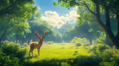 Majestic Deer in Lush Forest