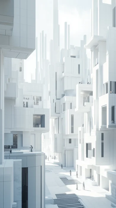 Futuristic White Cubical City