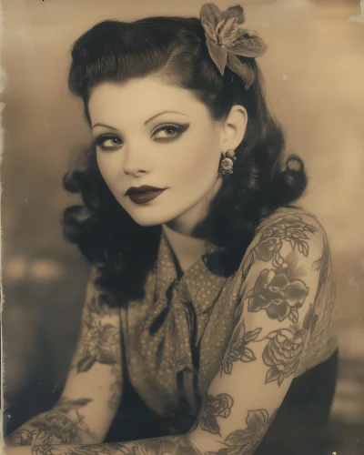 Vintage Glamour Portrait with Tattoos