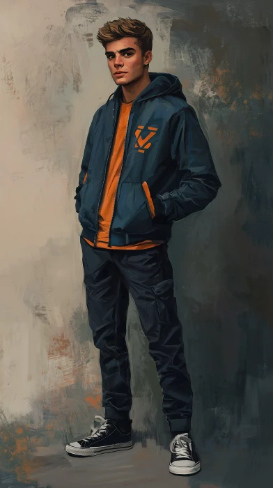 Full Body Concept Painting of a Young Man