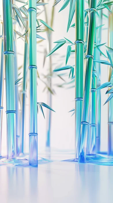 Bamboo Forest in Cyan Glass