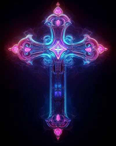 Mystical Neon Cross