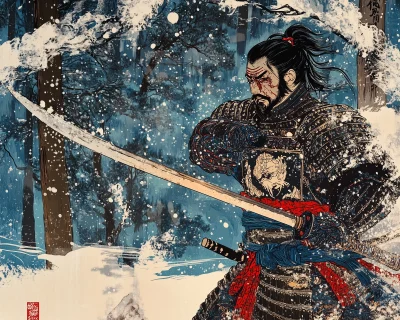 Japanese Samurai in Edo Era Japan