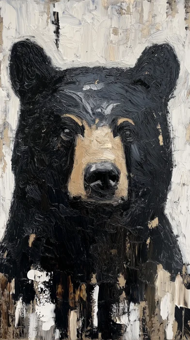 Impasto Black Bear Painting