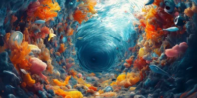 Colorful Undersea Cave