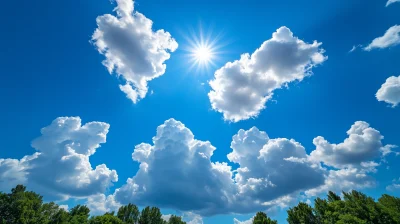 Clear Blue Sky with White Clouds