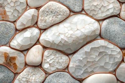 Pebble Mosaic with Copper Wire Outlines