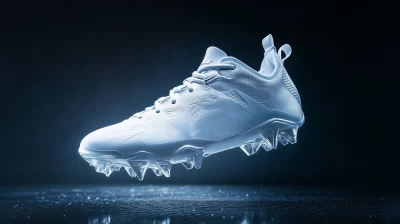 Floating White American Football Cleat