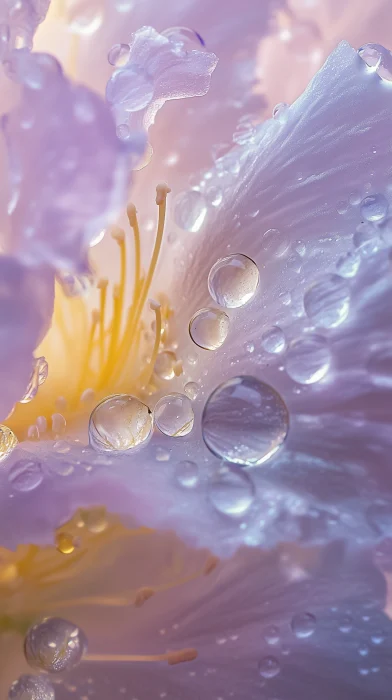 Dew on Flower in Spaghetti Texture