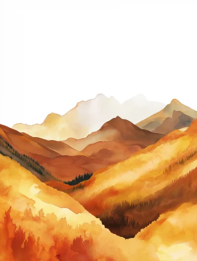 Mountain Landscape Illustration in Fall Season