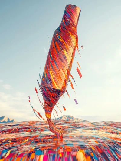 Bullet Falling Through Suspended Puddle of Colors