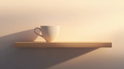 Elegant Coffee Cup on Floating Shelf