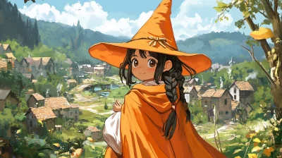 Girl with Orange Hat and Cape