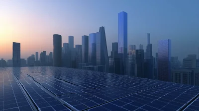 Future Big City with Solar Photovoltaic Glass