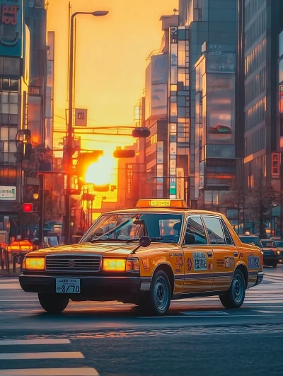 Nostalgic Japanese Cab on City Road