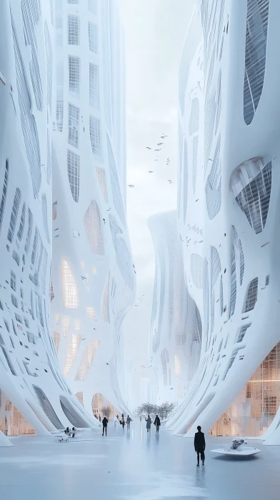 Futuristic White Cubical City