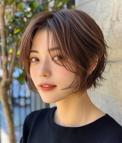 Japanese woman with cute short haircut